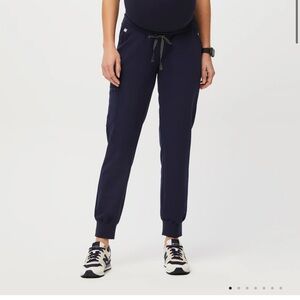 Navy maternity fig jogger scrub pants